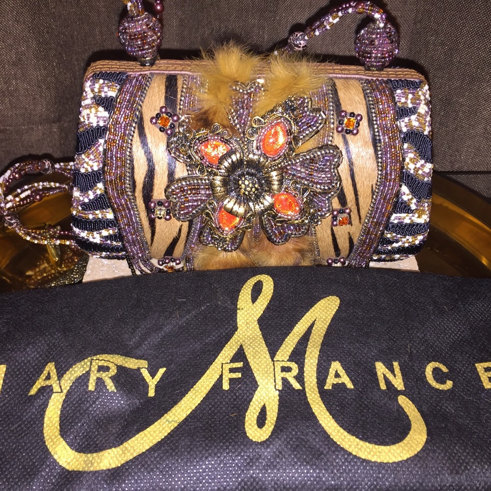 Mary Francise tiger print beaded purse